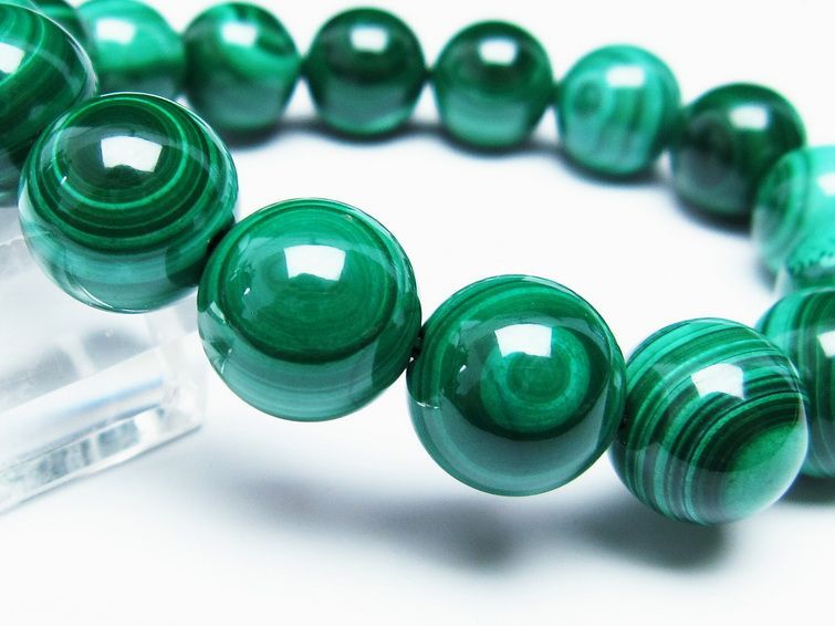 マラカイト ブレスレット 14mm 一点物 111-29422