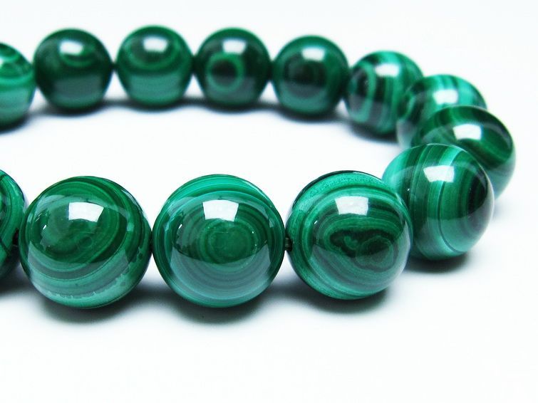 マラカイト ブレスレット 14mm 一点物 111-29422