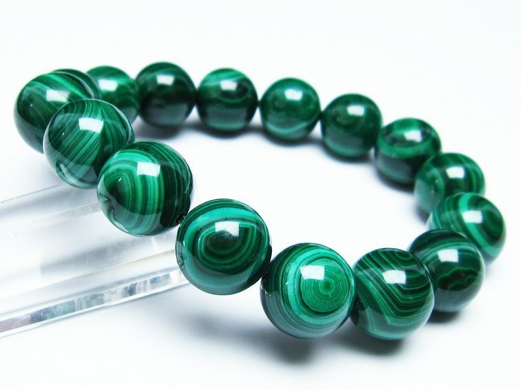 マラカイト ブレスレット 14mm 一点物 111-29423