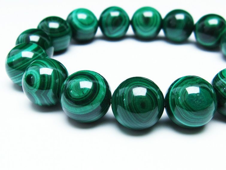 マラカイト ブレスレット 14mm 一点物 111-29423