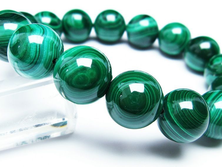 マラカイト ブレスレット 14mm 一点物 111-29424