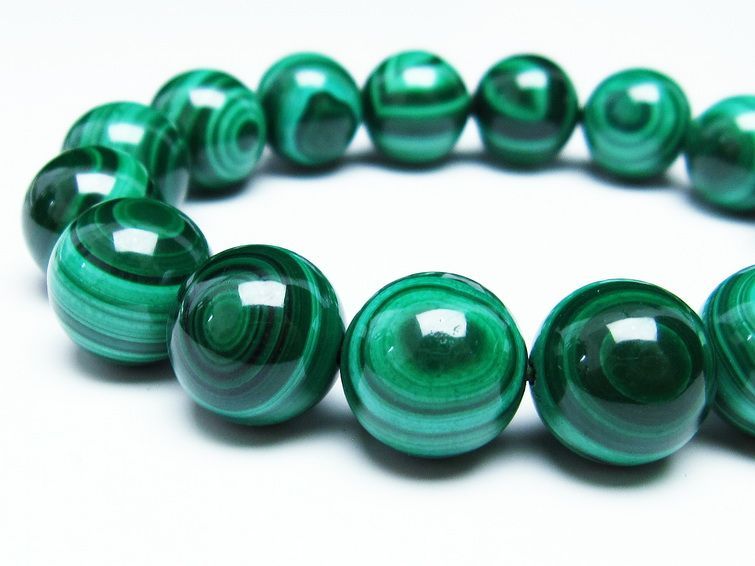 マラカイト ブレスレット 14mm 一点物 111-29425