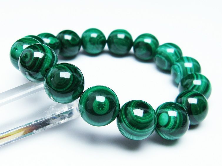 マラカイト ブレスレット 14mm 一点物 111-29429