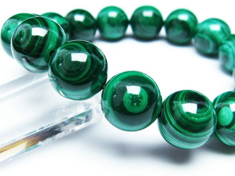 マラカイト ブレスレット 14mm 一点物 111-29429