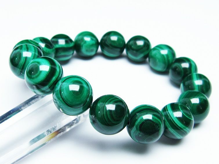 マラカイト ブレスレット 14mm 一点物 111-29430