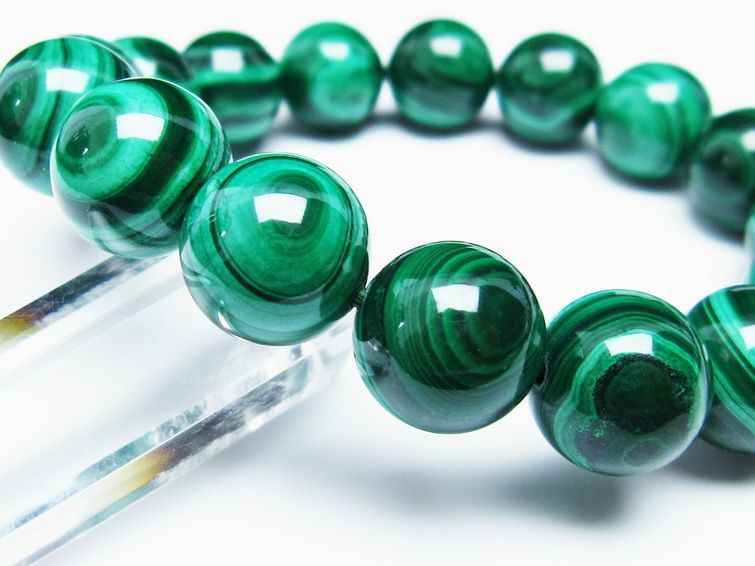 マラカイト ブレスレット 14mm 一点物 111-29430