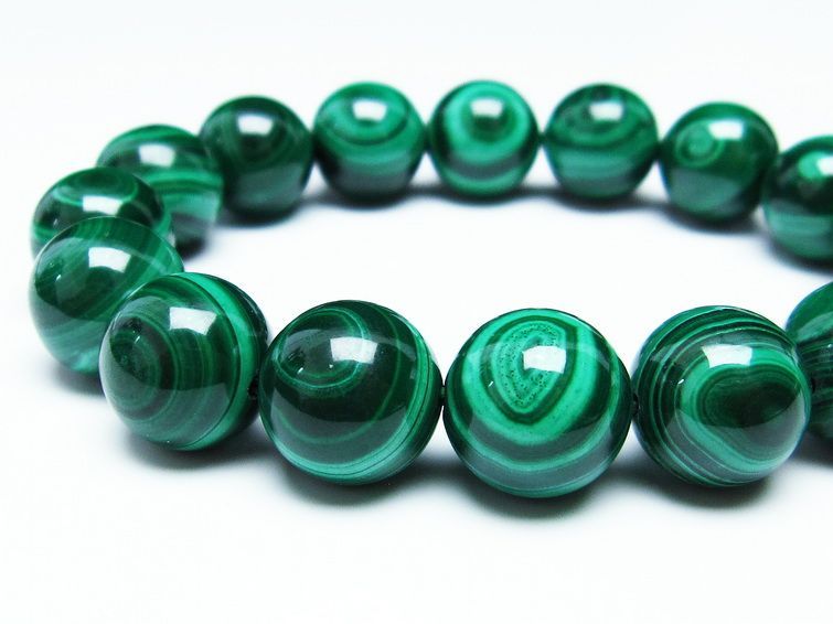 マラカイト ブレスレット 14mm 一点物 111-29430
