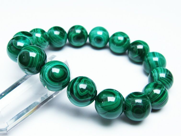 マラカイト ブレスレット 14mm 一点物 111-29431