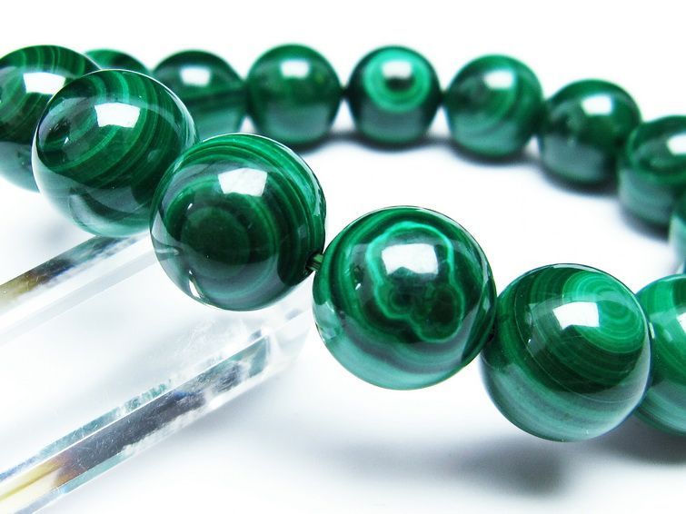 マラカイト ブレスレット 14mm 一点物 111-29434