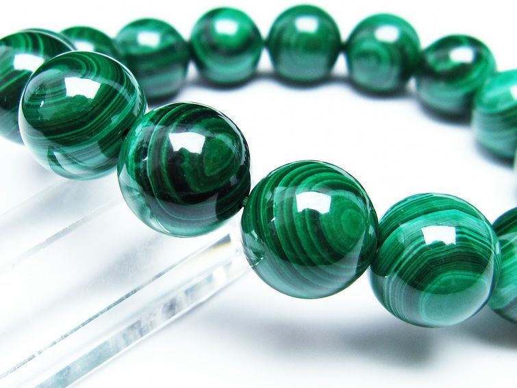マラカイト ブレスレット 14mm 一点物 111-29435