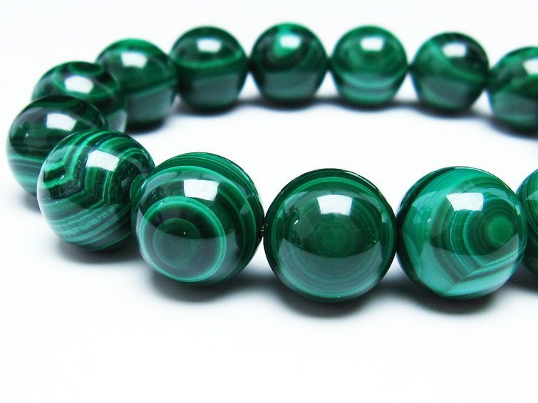 マラカイト ブレスレット 14mm 一点物 111-29435