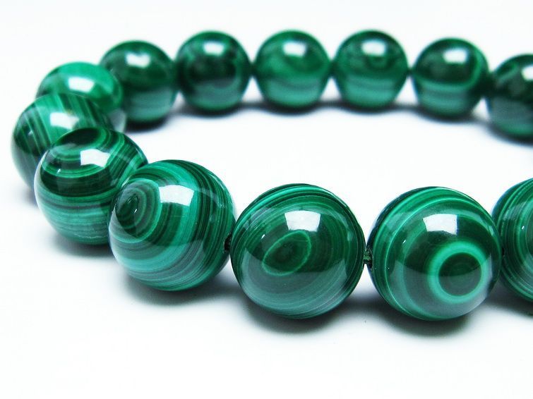 マラカイト ブレスレット 14mm 一点物 111-29437