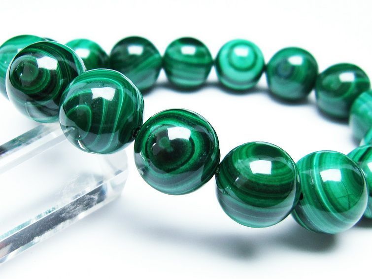 マラカイト ブレスレット 14mm 一点物 111-29441