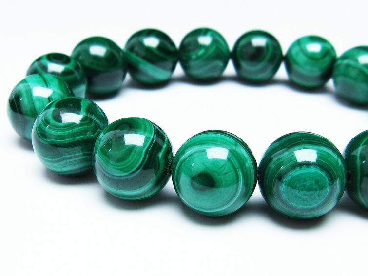 マラカイト ブレスレット 14mm 一点物 111-29441