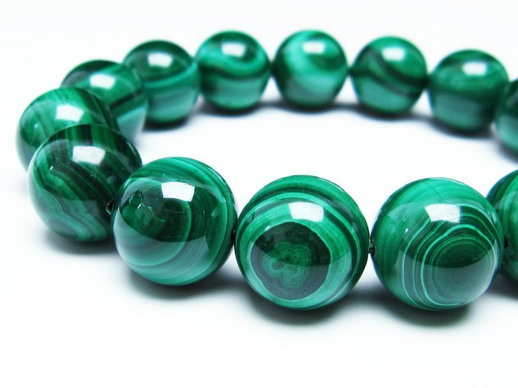マラカイト ブレスレット 15mm 一点物 111-29442