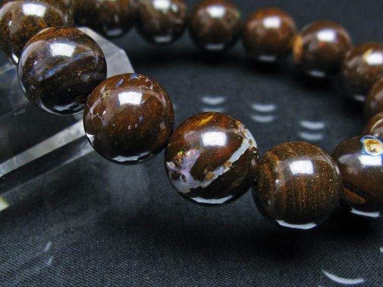 ボルダーオパール ブレスレット 13mm アイアンオパール 一点物 111-29479