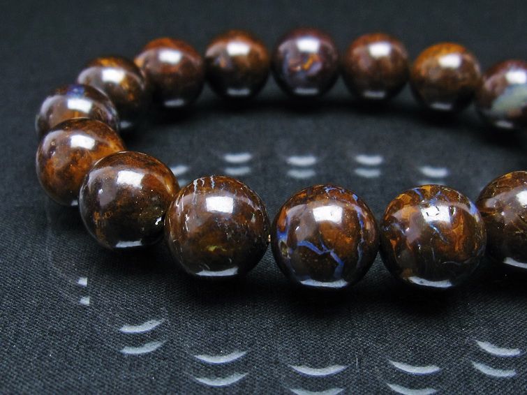 ボルダーオパール ブレスレット 13mm アイアンオパール 一点物 111-29481