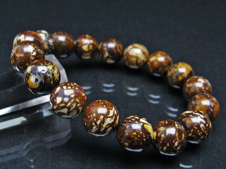 ボルダーオパール ブレスレット 13mm アイアンオパール 一点物 111-29513