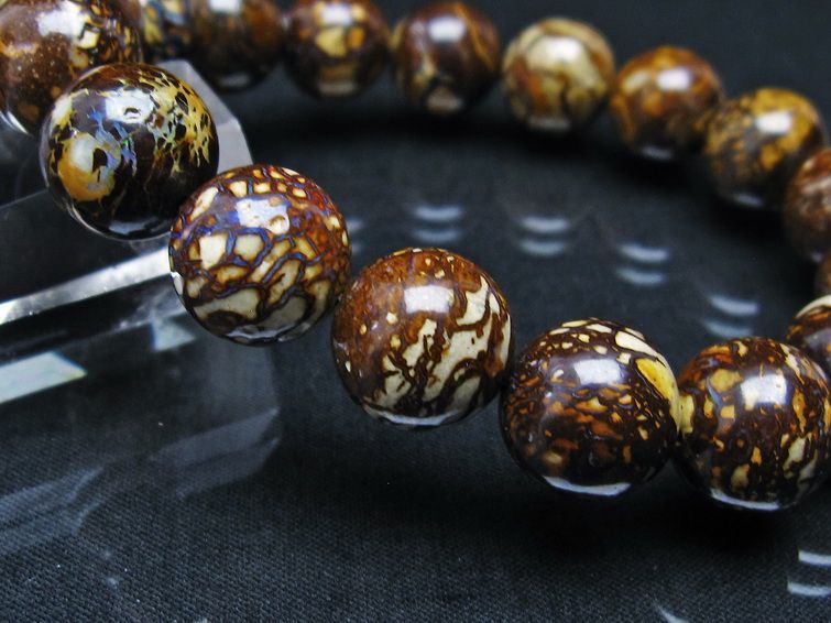 ボルダーオパール ブレスレット 13mm アイアンオパール 一点物 111-29513