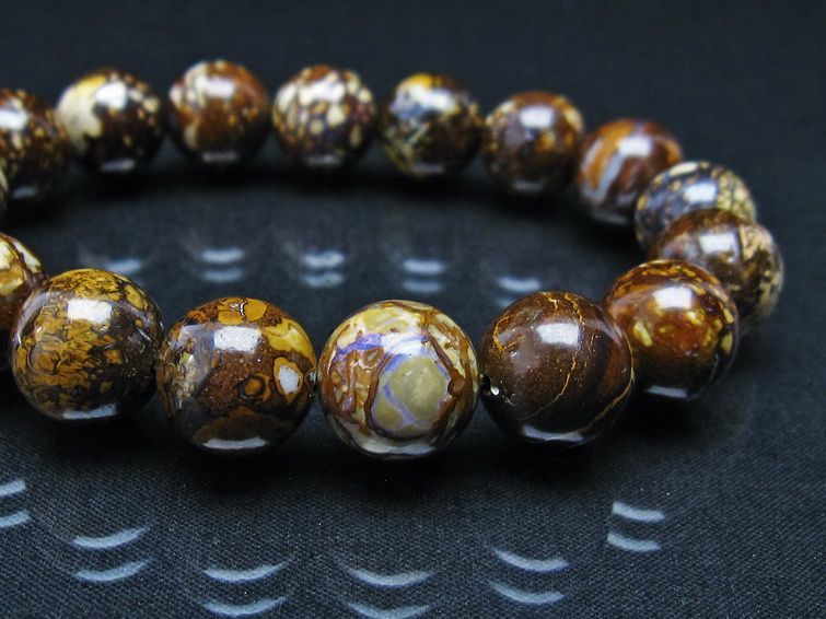 ボルダーオパール ブレスレット 13mm アイアンオパール 一点物 111-29513