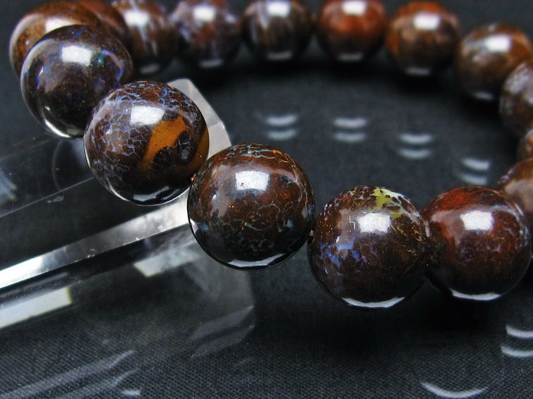 ボルダーオパール ブレスレット 14mm アイアンオパール 一点物 111-29516