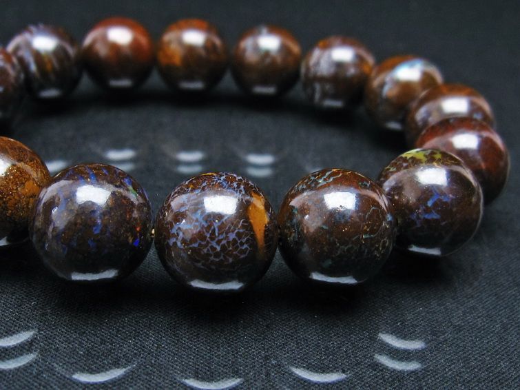ボルダーオパール ブレスレット 14mm アイアンオパール 一点物 111-29516