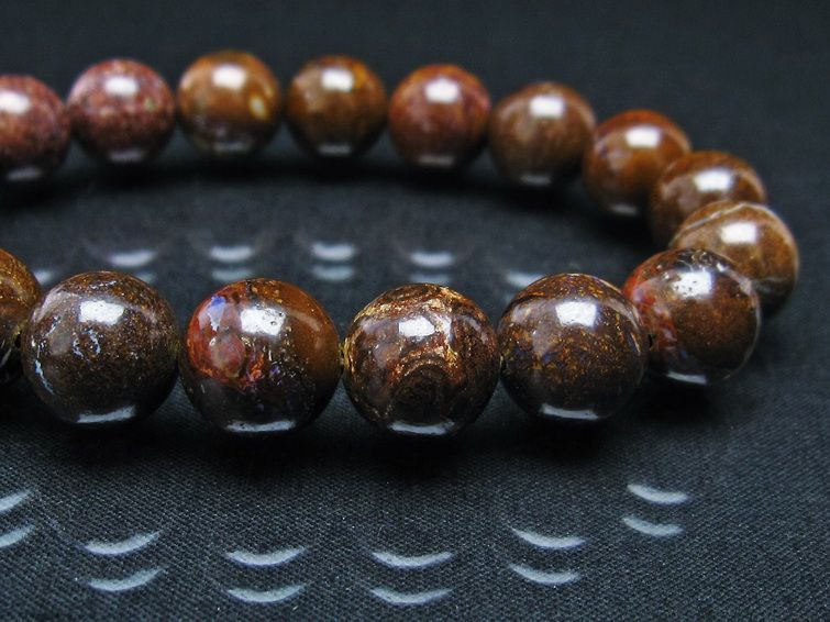 ボルダーオパール ブレスレット 12mm アイアンオパール 一点物 111-29524