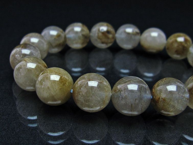 プラチナルチルクォーツ ブレスレット 13mm 一点物 111-29758