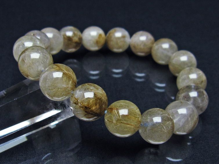 プラチナルチルクォーツ ブレスレット 13mm 一点物 111-29760