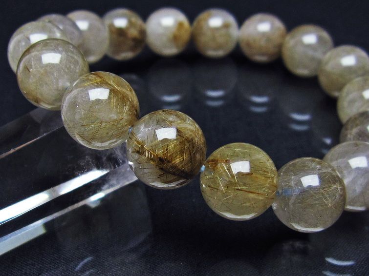 プラチナルチルクォーツ ブレスレット 13mm 一点物 111-29760