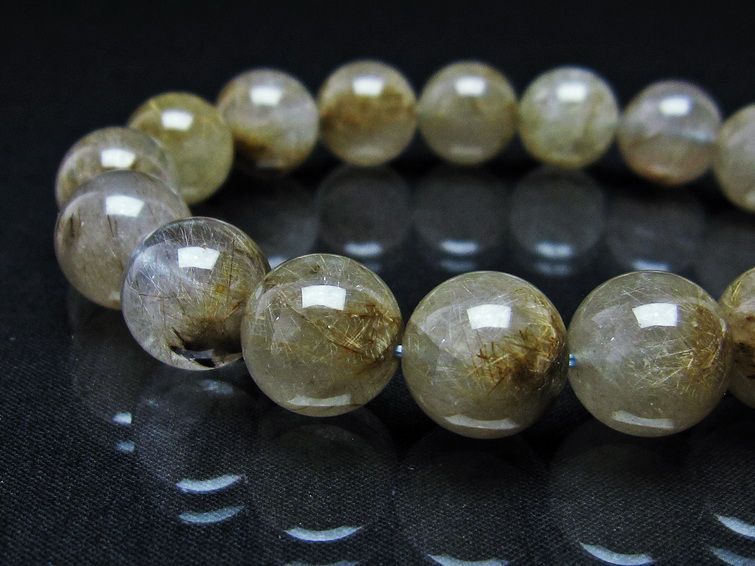 プラチナルチルクォーツ ブレスレット 13mm 一点物 111-29760