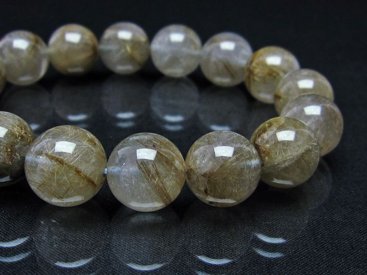 プラチナルチルクォーツ ブレスレット 13mm 一点物 111-29761