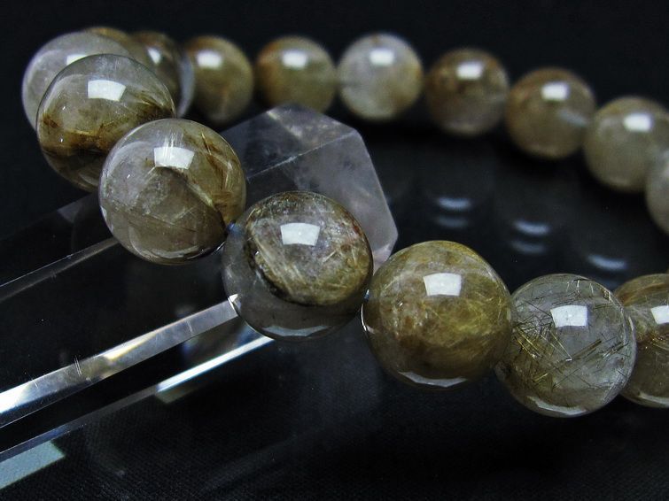 プラチナルチルクォーツ ブレスレット 12mm 一点物 111-29773