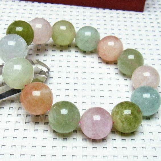 パワーストーン 天然石 ミックスカラー ベリルブレスレット 緑柱石10mm t237-2337