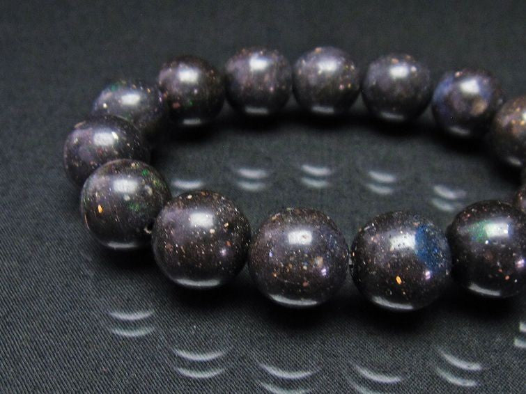 ブラックオパール ブラックマトリックスオパール ブレスレット 14mm 111-9818
