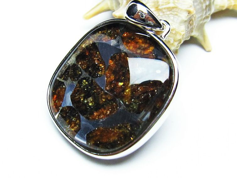 パラサイト隕石 ペンダント パワーストーン ペンダントトップ Pallasite Meteorite メンズ レディース アクセサリー 一点物 112-9010