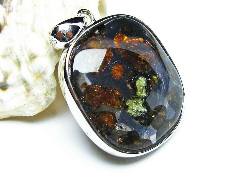 パラサイト隕石 ペンダント パワーストーン ペンダントトップ Pallasite Meteorite メンズ レディース アクセサリー 一点物 112-9011