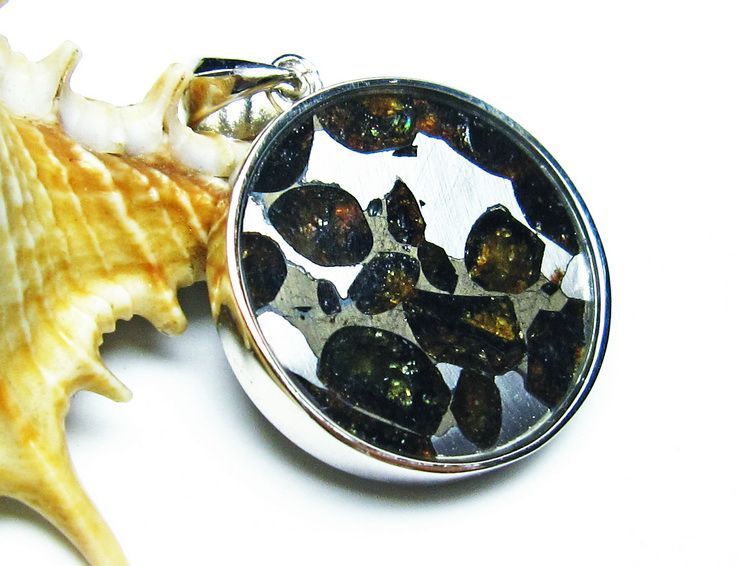 パラサイト隕石 ペンダント パワーストーン ペンダントトップ Pallasite Meteorite メンズ レディース アクセサリー 一点物 112-9239
