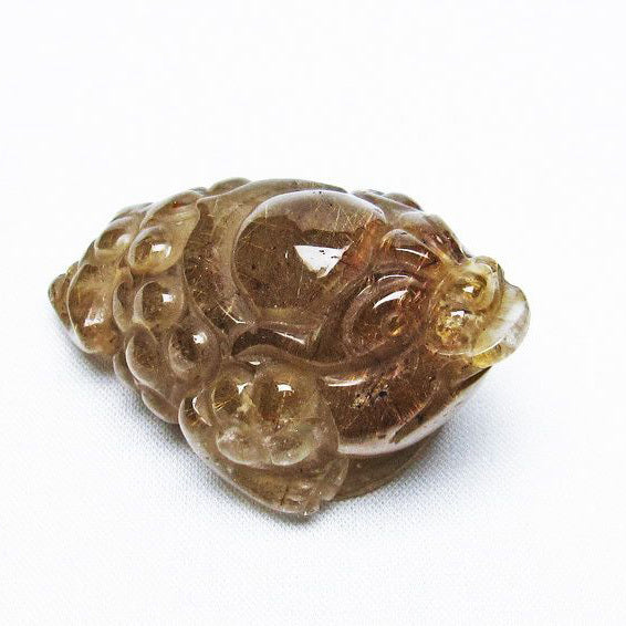 金針ルチル 金蟾 置物 手彫り 彫刻品 キンセン ルチルクォーツ 原石 