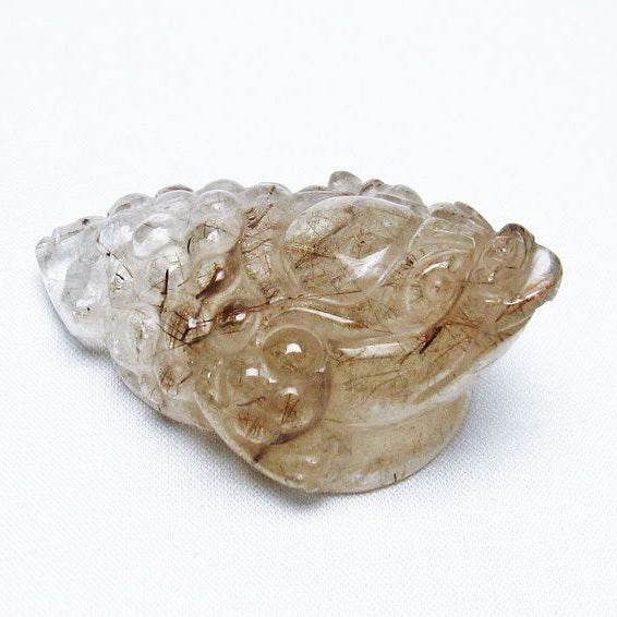 金針ルチル 金蟾 置物 手彫り 彫刻品 キンセン ルチルクォーツ 原石 