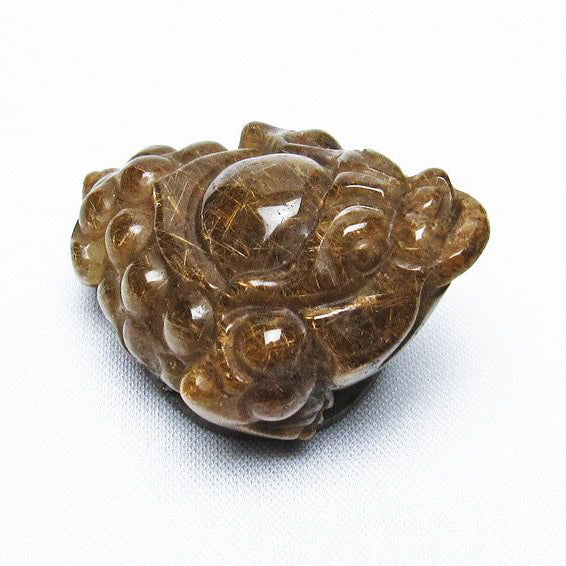 金針ルチル 金蟾 置物 手彫り 彫刻品 キンセン ルチルクォーツ 原石 