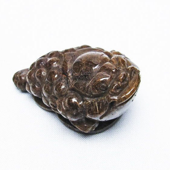 金針ルチル 金蟾 置物 手彫り 彫刻品 キンセン ルチルクォーツ 原石 