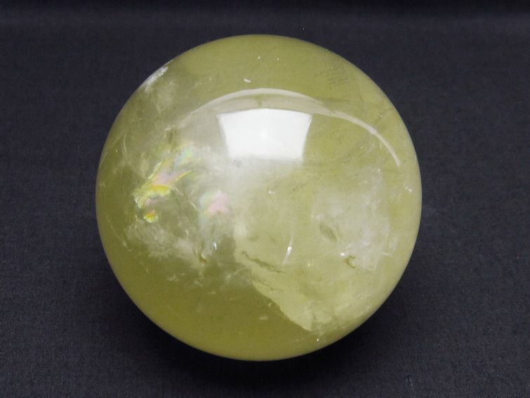 ミルキークォーツ 丸玉 虹入り 79mm スフィア イエロー 一点物 151-4558