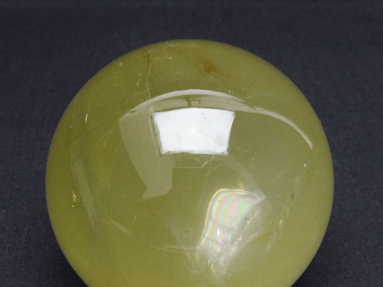 ミルキークォーツ 丸玉 虹入り 75mm スフィア イエロー 一点物 151-4559