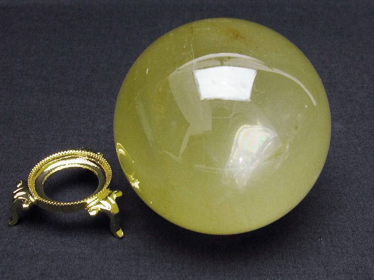 ミルキークォーツ 丸玉 虹入り 75mm スフィア イエロー 一点物 151-4559