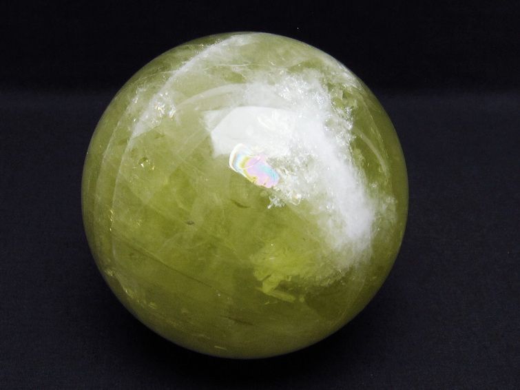 1.5Kg ミルキークォーツ 丸玉 虹入り 101mm スフィア イエロー 一点物 151-4603