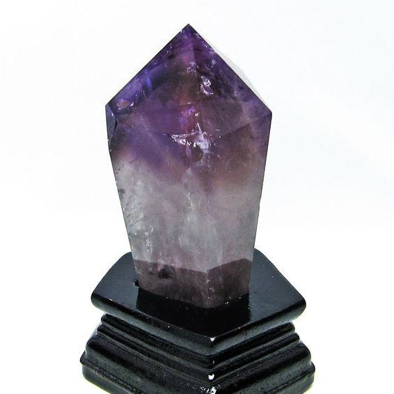 天然石アメジスト六角柱ポイント台座付き アメジスト 六角柱 アメシスト ポイント 置物 原石 虹入り 台座付属