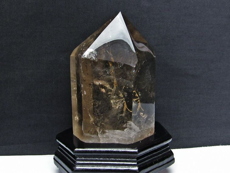 スモーキークォーツ 煙水晶 六角柱 1.3Kg 台座付属 一点物 152-665
