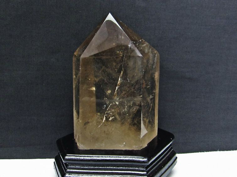 スモーキークォーツ 煙水晶 六角柱 1.3Kg 台座付属 一点物 152-665