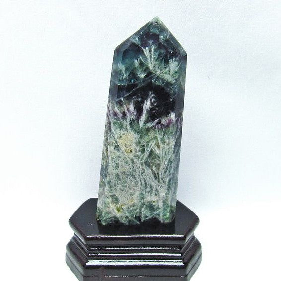 エンジェルフェザー フローライト 六角柱 台座付属 一点物 [送料無料] 152-3340 エンジェルフェザー イン フローライト 原石 六角柱 台座付属 一点物